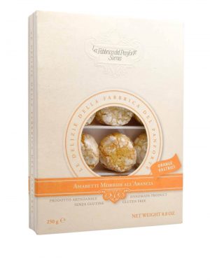 amaretti mit orange weiche mandelkekse mit orange von fabbrica del panforte in siena in der toskana 250 gr gramm schachtel