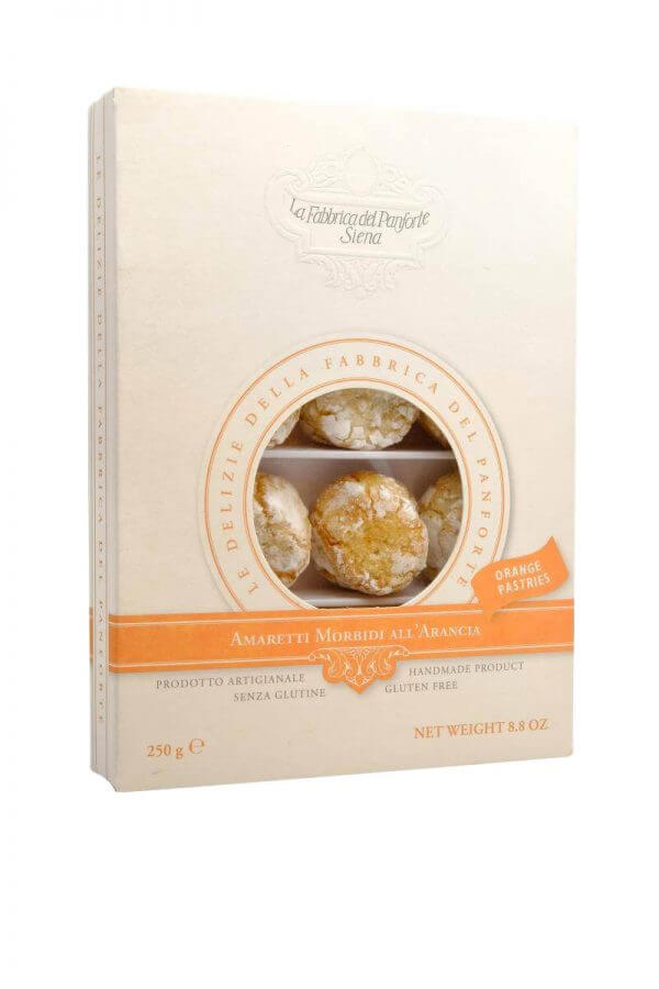 amaretti mit orange weiche mandelkekse mit orange von fabbrica del panforte in siena in der toskana 250 gr gramm schachtel