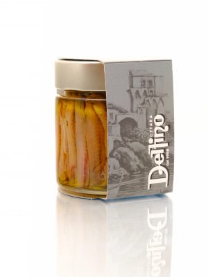 glas mit alici in olivenöl natur eingelegte Sardellenfilets von Delfino