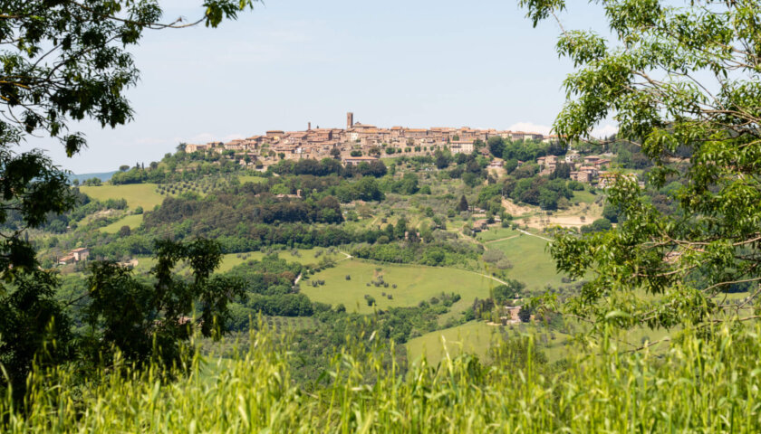 ansicht radicondoli toskana auf huegel