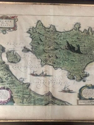 antike gerahmte landkarte der insel ischia Blaeu 1662