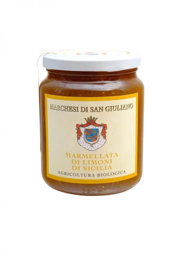 glas mit zitronenmarmelade aus sizilien von marchesi di san giuliano bio