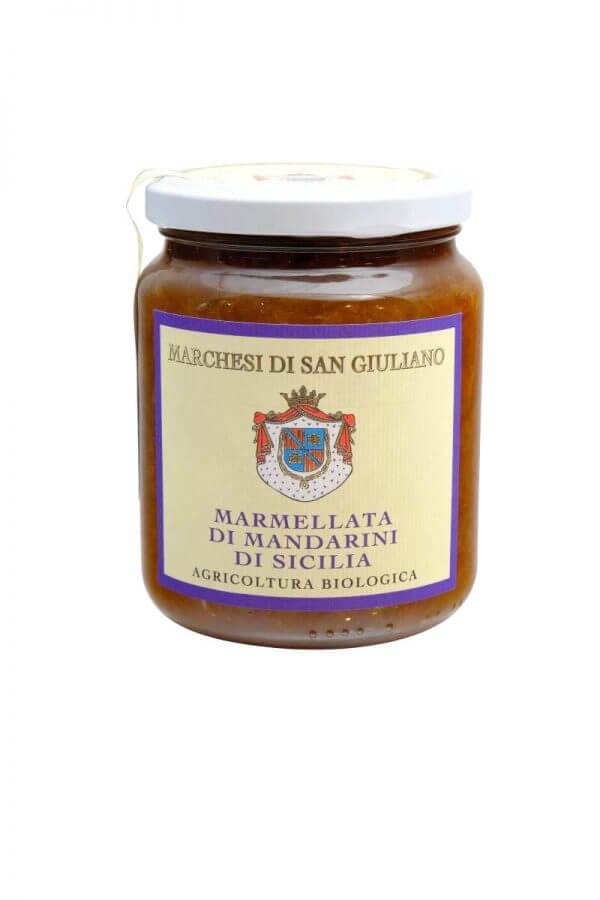 glas mit mandarinenmarmelade aus sizilien von marchesi di san giuliano