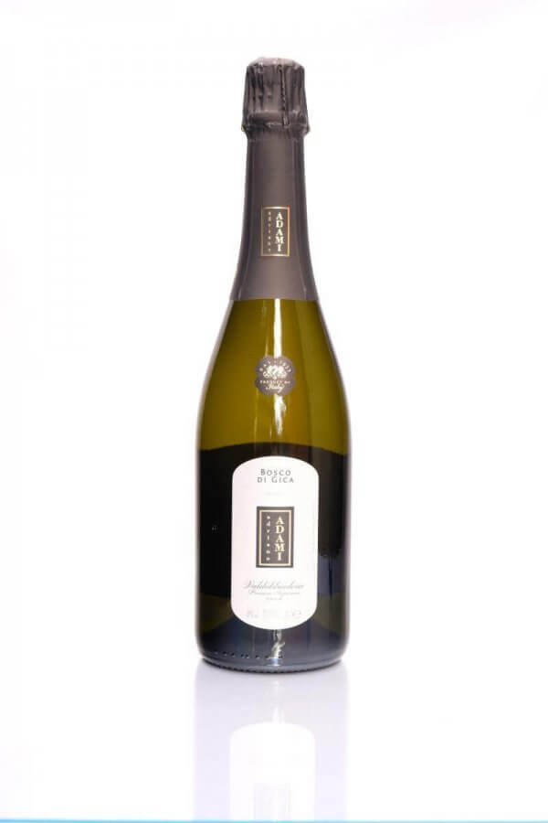 flasche prosecco brut aus vadobbiadanen von winzerbetrieb adami "bosco di gica" 750 ml