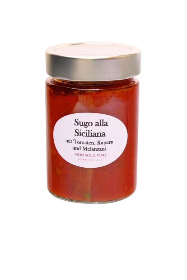 sugo alla siciliana tomatensugo mit melanzani kapern oliven und pinienkernen hausgemacht von non solo vino